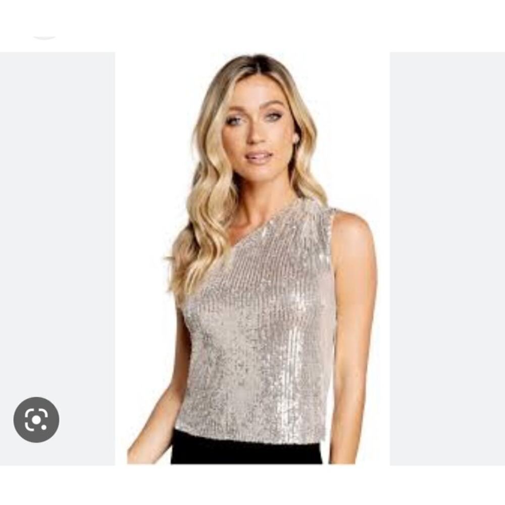 Dress the Population Romina Sparkle sequin One-Shoulder Top XS